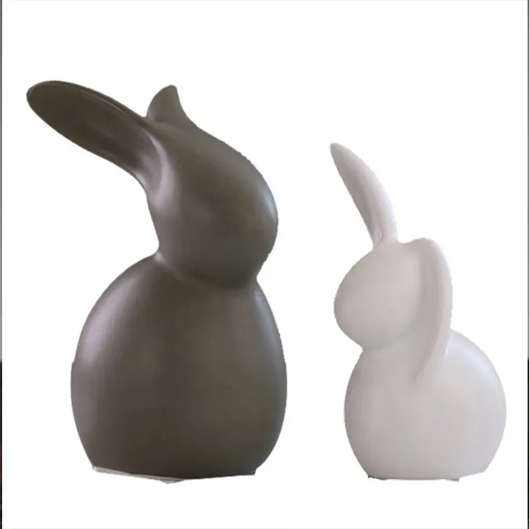 ウサギの飾り磁器白いセラミックウサギの置物