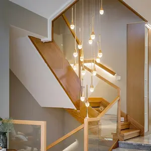 현대 계단 조명 LED 펜던트 램프 빗방울 거품 크리스탈 공 샹들리에 호텔 홈