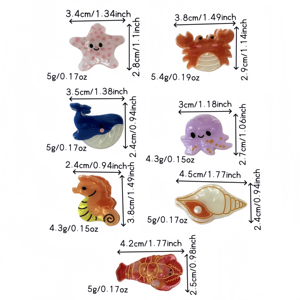 Mini pinces à cheveux en acrylique animaux marins mignons pour femmes, usage quotidien : poulpe, baleine, dauphin, étoile de mer, <span class=keywords><strong>crabe</strong></span>, trompette de plage – Accessoires capillaires - Product Image 6