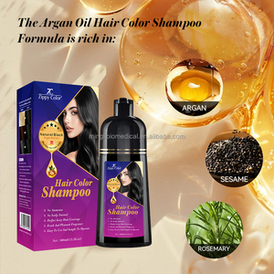 Shampoo colorant pour cheveux à l'huile d'argan avec formule crème 3-en-1 pour couvrir les cheveux noirs et gris, sans colorant, couleur longue durée - Product Image 6