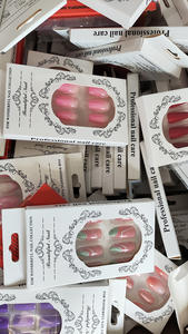 Promotion 24 <span class=keywords><strong>Faux</strong></span> <span class=keywords><strong>Ongles</strong></span> de Luxe Haute Qualité Style Aléatoire French Tip Coffin Carré Amande Press-on - Product Image 4