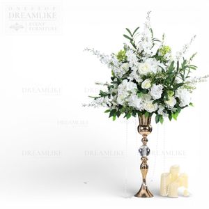 Centre de <span class=keywords><strong>table</strong></span> élégant en roses de soie blanches pour les tables de <span class=keywords><strong>mariage</strong></span>, arrangement de vase décoratif romantique rustique, <span class=keywords><strong>décoration</strong></span> florale artificielle - Product Image 2