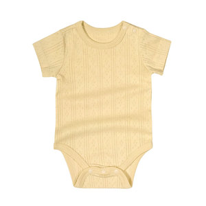 Combinaison <span class=keywords><strong>bébé</strong></span> en <span class=keywords><strong>tricot</strong></span> pointelle à manches courtes, respirante, en coton uni, vêtements pour nouveau-né - Product Image 3