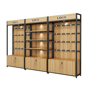 Customized Durable Wooden And Metal Shop Super Market Supermarket Shelves For Sale