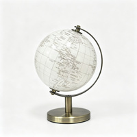 Mini globe terrestre blanc 10,6 cm, globe en papier avec support métallique, décoration de bureau vintage, globe terrestre pour le bureau, la maison, cadeau