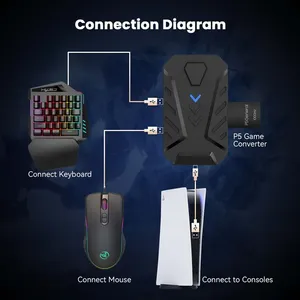 Combo <span class=keywords><strong>clavier</strong></span> et <span class=keywords><strong>souris</strong></span> pour PS5, convertisseur USB Type C, connecteur d'ordinateur pour console de jeu PS5, adaptateur d'extension pour manette - Product Image 2