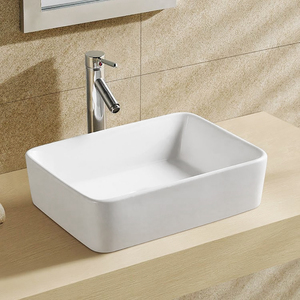 CUPC Tabletop Ceramic Lavabo White Gloss Art Basin Rectangular Above Counter Vessel Bathroom Countertop Sink