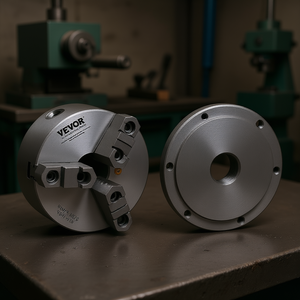 Mandril de torno Vevor de 6 pulgadas y 3 mordazas, de acero, autocentrante, con plato de soporte roscado de 1 1/2 pulgadas y 8 orificios para mecanizado en torno. - Product Image 2