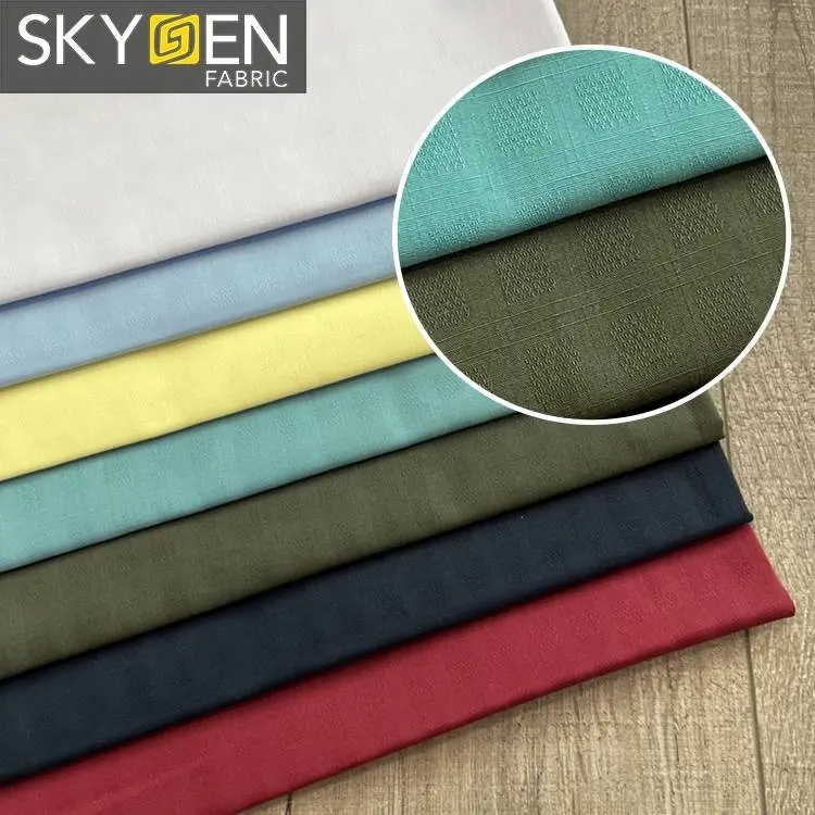 Skygen Dobby Sợi Áo Sơ Mi Quần Áo Cotton Poplin Vải Nhà Sản Xuất Dệt 100% Bông Vải