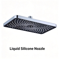 Pommeau de douche de plafond rectangulaire chromé de 12 pouces en laiton de haute qualité et haute pression, avec buse réglable en silicone liquide pour effet pluie, pour salle de bain