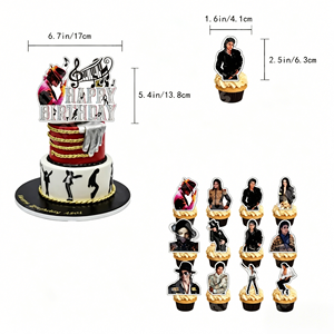 Set Decorativo per Festa di Compleanno a Tema Michael Jackson, 22 Pezzi con Striscione 'Happy Birthday' in Carta, Decorazioni per Torta e Palloncini - Product Image 3