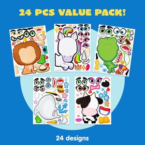 Faire un visage autocollants avec licorne dinosaure mer Safari animaux pour enfants fête artisanat activités en classe - Product Image 2