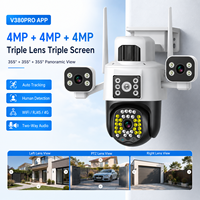 Cámara WiFi Wistino V380Pro de 12MP con Doble Lente PTZ para Exteriores, Seguimiento Automático, Visión Nocturna en Color, Audio Bidireccional, Detección de Movimiento, Cámara 4G