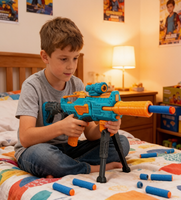 Pistolet à balles souples électrique pour enfants avec support et 100 fléchettes, ensemble de jeu de tir automatique, cadeau pour garçons