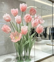 Bunga Tulip Organza Raksasa Buatan Desain Baru untuk Dekorasi Jendela, Pesta Pernikahan, Set Bunga, Latar Belakang Air Terjun