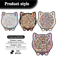 Vente en gros d'usine - Puzzles en bois en forme de chat rose mignon - 135 pièces - Jeux de société personnalisés avec des animaux uniques - Jouets pour adultes