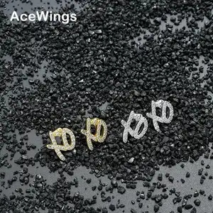 E012 Men And Women Fahion Stud Earrings Hip Hop Jewelry Brass With CZ Earring For Party Gift