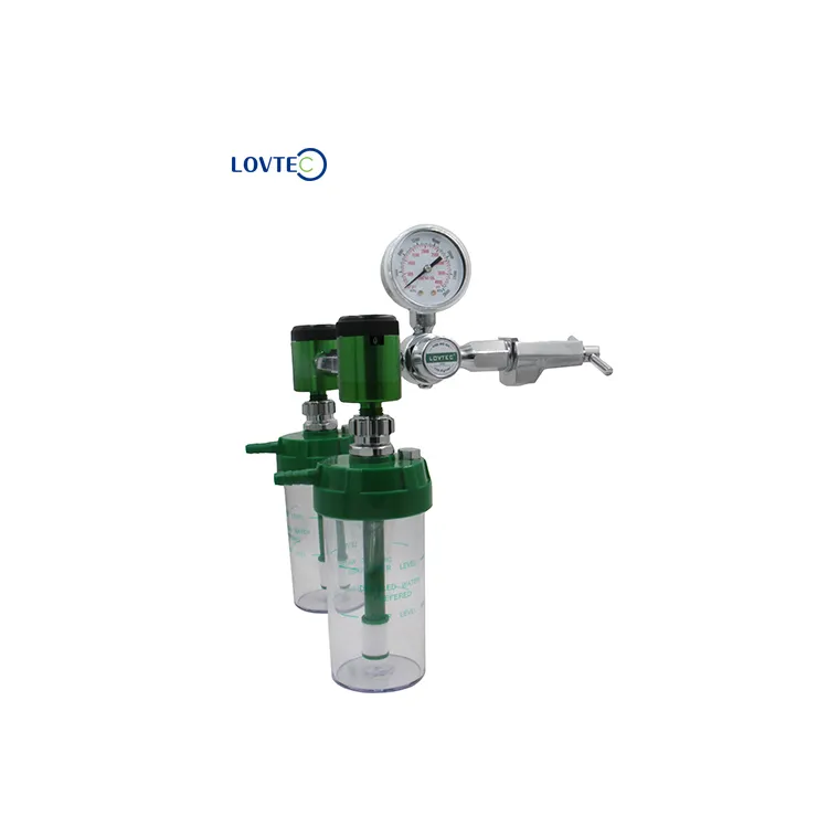 Pabrik langsung LOVTEC meteran aliran ganda medis oxigen reducer jenis klik regulator silinder oksigen CGA870 regulator gas
