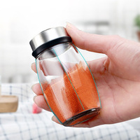 Organisateur de support à épices rotatif à 6 bocaux pour comptoir de cuisine, bocaux à épices en verre de 3 oz avec trous de versement réglables pour les assaisonnements