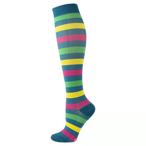 Womens <b>Compression</b> Socks Striped Nylon Tall Knee High Casual Fashion Socks - Product Image 2