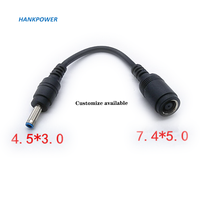 Adaptateur de chargeur pour HP, connecteur d'alimentation convertisseur de prise DC, câble de 7,4 mm x 5,0 mm femelle vers 4,5 mm x 3,0 mm mâle