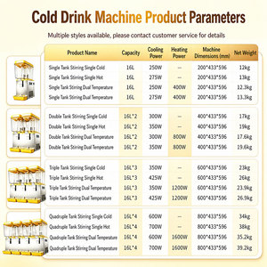 Distributeur de boissons froides commercial 16L*3, machine à jus et granita à triple réservoir en acier inoxydable 304 pour Bubble Tea - Product Image 4