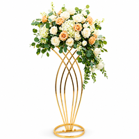 Support floral en métal doré, centre de table de mariage, vase géométrique pour décoration de table, événement, réception, allée centrale
