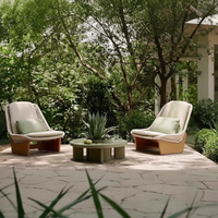 Ensemble de salon de jardin extérieur, chaise longue de détente pour cour, chaise à bascule, ensemble table basse de jardin en teck, moderne, une personne, style urbain côtier