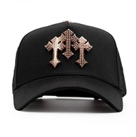 Topi Baseball Bordir 5 Panel Unisex Custom Pabrik, Topi Dandy, Ukuran Dapat Disesuaikan, Topi Barbas Mewah