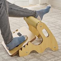 Tabouret à bascule en bois confortable sous le bureau repose-pieds ergonomique à hauteur réglable avec pédale antidérapante et barre transversale souple