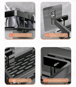 Moderno Estante Esquinero Metálico <span class=keywords><strong>para</strong></span> Baño, Organizador de Esponjas y Accesorios, Montaje en Pared, Ecológico, Listo <span class=keywords><strong>para</strong></span> Usar en Hoteles - Product Image 2