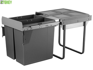 <span class=keywords><strong>Poubelle</strong></span> / Bac de rangement encastré avec poignée de porte à montage inférieur et rail coulissant dissimulé - Product Image 1