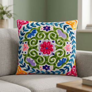 Oreiller et housse de coussin personnalisés Boho indien Designer en coton brodé de forme carrée pour la décoration de l'hôpital et de l'hôtel à la maison - Product Image 2