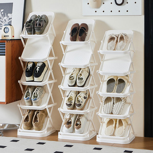 Folding <b>Shoe</b> <b>Rack</b> White 5 Tier Narrow Design For Home Bedroom Dormitory <b>Storage</b> Organizer - Product Image 4