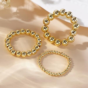 New 3 Pcs Fashion <b>Ring</b> Set Waterproof 18k Gold Plated Stainless Steel Beads Handmade <b>Stretch</b> Beaded <b>Ring</b> for Women Jewelry - Product Image 3