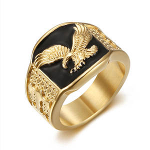 Bagues imperméables non ternissables de bonne qualité, plaquées or 14k 18k PVD, en acier inoxydable 316L, bague aigle pour femmes - Product Image 4