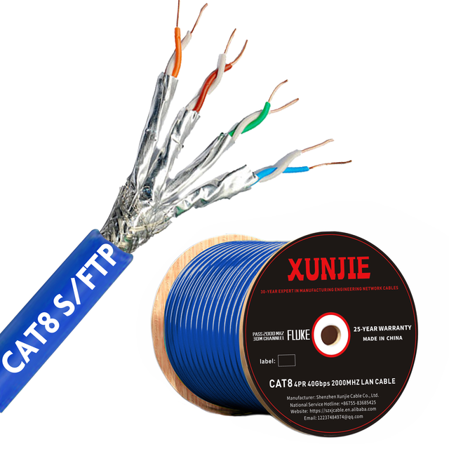 Cat8 Cat 7 SFTP LAN Ethernet Cable Tinned Copper Core Shielded Twisted Pair for Indoor Data Centers High Communication Cables