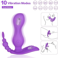 Vibromasseur G-Spot avec stimulateur clitoridien, étanche, double extrémité