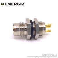 Adaptateur de borne de circuit imprimé EnerGiz Electronics M8, connecteur circulaire mâle frontal à 3 broches, TPU/PA, contacts en laiton plaqué or, droit