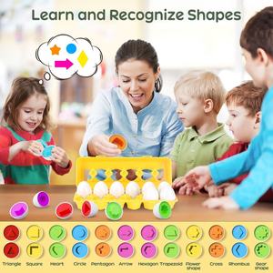 Nuevo Juguete Educativo Montessori para Niños Pequeños, Juego de Huevos para Reconocimiento de Formas y Colores, Clasificación, Encajado y Apilamiento - Product Image 1