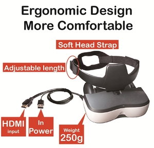 Gafas de Video 3D, Casco <span class=keywords><strong>HMD</strong></span> E636 con Pantalla HD, Entrada HD, Pantalla Virtual de >80 Pulgadas, Batería de 2800 mAh - Product Image 4