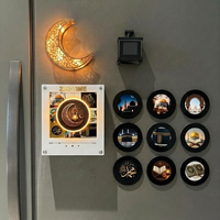 Aimant de réfrigérateur rotatif NFC en acrylique personnalisé pour l'Aïd et le Ramadan, avec haut-parleur et 9 disques interchangeables à lumière LED chaude - Vente en gros