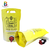 Personnalisé 750ml 1L, 1.5L,2L,3L,5L Double Fond Stand Up Pouch avec Poignée Trou et Robinet Stand Up Pouch pour Boissons