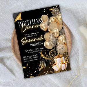Tarjetas de invitación de fiesta de cumpleaños <span class=keywords><strong>Evite</strong></span> diamante dorado negro de gama alta impresas diseño personalizado para suministros de fiesta - Product Image 4