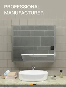 Mobiletto dello specchio del bagno di grande spazio della doppia porta dell'acciaio inossidabile del lavandino nero di qualità di lusso