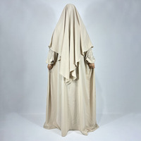 Ensemble Modeste 2 Pièces Khimar Abaya de Haute Qualité en Nida Léger et Respirant pour Femme Musulmane, Robe Hijab Papillon Jilbab pour l'Aïd, Vente en Gros