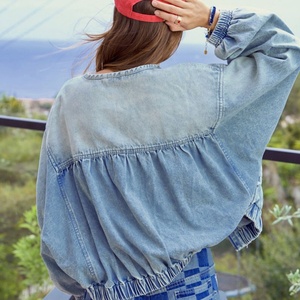 แจ็คเก็ตยีนส์คุณภาพสูงแบบใหม่ล่าสุด สไตล์คาวบอยวินเทจ ล้างสีแบบแอซิด แต่งผ้าปะติดปะต่อ สตรีทแฟชั่น สำหรับผู้หญิง - Product Image 3