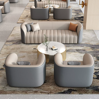 Ensemble de canapés de réception pour bureau et hall d'hôtel au design moderne en bois massif, mousse élastique haute densité avec revêtement en tissu