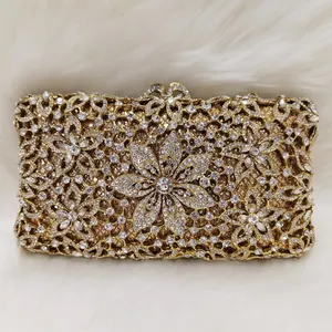 Gold Luxury Crystal Clutches Women Wedding Party Rhinestone Diamond Small Evening Bag Shoulder Bag Purse