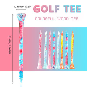 Tee de golf en bois coloré à prix d'usine avec support imprimé pour tee de golf, tailles 83mm/70mm/54mm/42mm - Product Image 2
